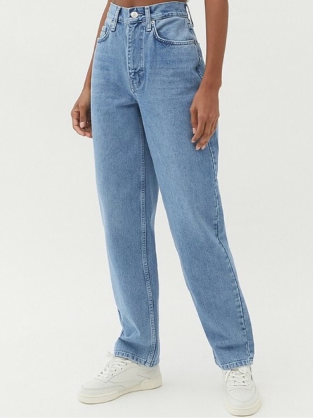 BDG High-Rise Baggy Jeans - Light Medium Blue Wash Denim - 90s Style
